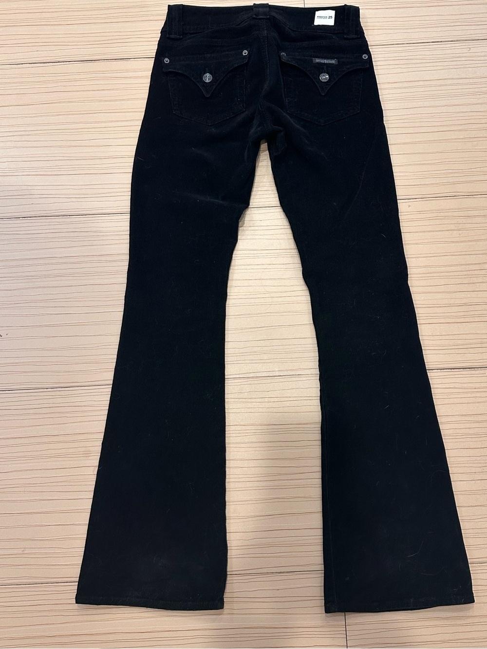 Women's Hudson Black Corduroy Slim Flap Pocket Low Rise Bootcut Pants. Sz 25 - Picture 2 of 3